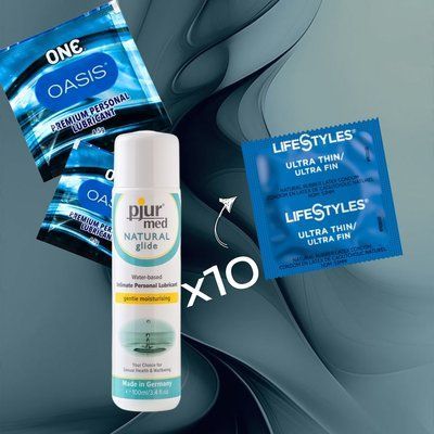 Комплект LifeStyles Ultra Thin 10 шт., pjur MED Natural glide 100 мл, ONE Oasis 3 г 2 шт. NO6760 фото