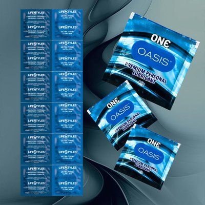 Комплект з 3 лубрикантів та 12 виробів (ONE Oasis 3 г &ndash; 3 шт., LifeStyles Ultra Lubricated &ndash; 6 шт., LifeStyles Ultra Thin &ndash; 6 шт.) NO6876 фото