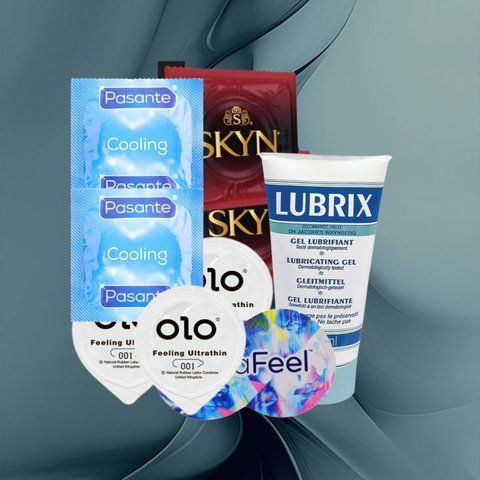 Набір "Комфортна насолода" (ONE Ultra Feel, SKYN Intense Feel, OLO Feeling Ultrathin, Pasante Cooling, Lubrix (1 шт., 50 мл)) 21 шт NO6248 фото