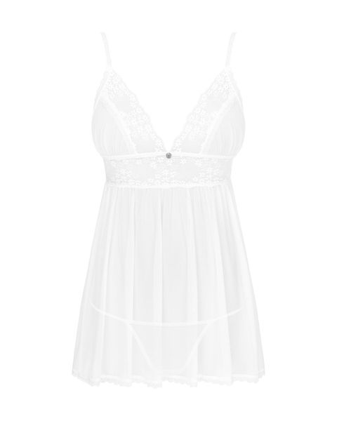 (SALE) Пеньюар і трусики Obsessive Heavenlly babydoll & thong XS/S SO8163 фото