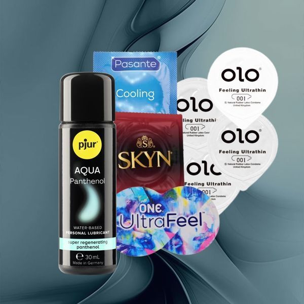 Набір "Інтенсивний комфорт" (ONE Ultra Feel, SKYN Intense Feel, OLO Feeling Ultrathin, Pasante Cooling, pjur Aqua Panthenol (1 шт., 30 мл)) 21 шт NO6249 фото