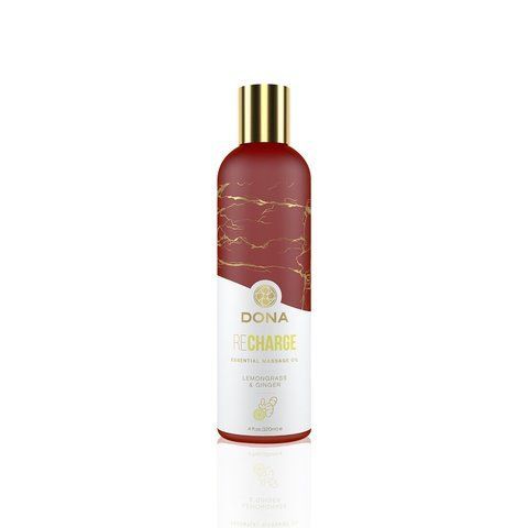 Натуральна масажна олія DONA Recharge &mdash; Lemongrass & Gingerl (120 мл) з ефірними оліями SO2628 фото