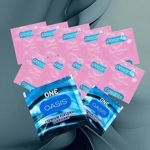 Комплект Pasante Sensitive Feel &ndash; 10 шт., ONE Oasis 3 г &ndash; 2 шт, 10 шт + 2 шт NO6496 фото