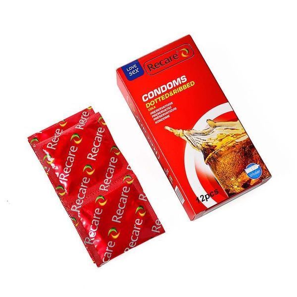 Презервативи Recare Cola Dotted&Ribbed Condoms 12 шт, з пухирцями та ребрами, аромат: Кола SX3324 фото