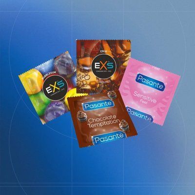 Big Chocolate Dream 45: EXS Bubblegum Flavoured - 7 шт, EXS Cola Flavoured - 12 шт, Pasante Taste Chocolate - 20 шт, Pasante Ultra Sensitive Touch - 6 шт NO7163 фото