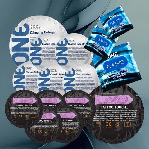 В наборі ONE Tattoo Touch Purple &ndash; 6 шт., ONE Classic Select &ndash; 6 шт, ONE Oasis 3 г &ndash; 3 шт NO6593 фото