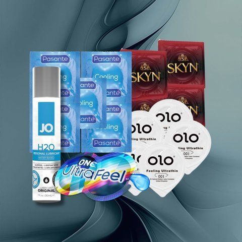 Набір "Шовковисте ковзання" (ONE Ultra Feel, SKYN Intense Feel, OLO Feeling Ultrathin, Pasante Cooling, System JO H2O ORIGINAL (1 шт., 30 мл)) 21 шт NO6253 фото
