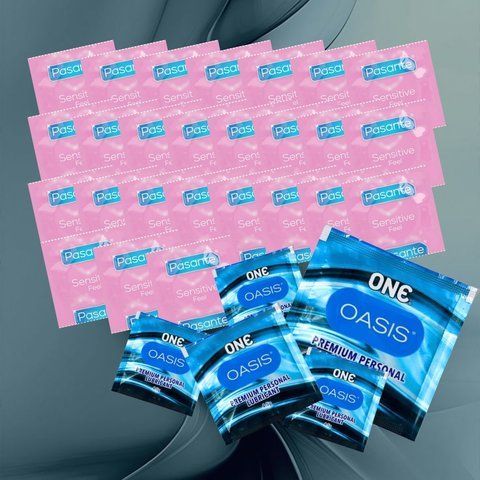 Комплект Pasante Sensitive Feel &ndash; 25 шт., ONE Oasis 3 г &ndash; 5 шт, 25 шт + 5 шт NO6499 фото
