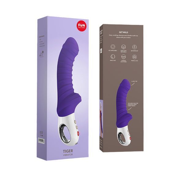 Вібратор для точки G Fun Factory TIGER violet, ребристий, підходить для анальної стимуляції SX0940 фото