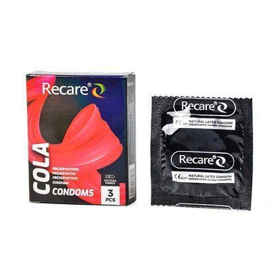 Презервативи Holographic Recare Cola Dotted&Ribbed Condoms 3 шт, з пухирцями і ребрами, аромат: Кола SX3329 фото