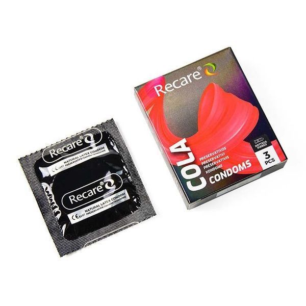 Презервативи Holographic Recare Cola Dotted&Ribbed Condoms 3 шт, з пухирцями і ребрами, аромат: Кола SX3329 фото