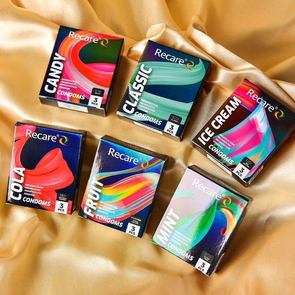 Презервативи Holographic Recare Cola Dotted&Ribbed Condoms 3 шт, з пухирцями і ребрами, аромат: Кола SX3329 фото