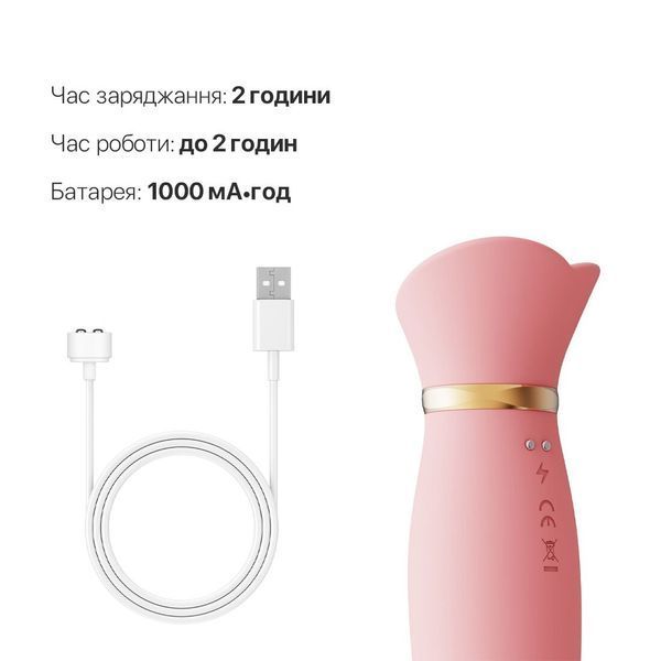 Вібратор з підігрівом та вакуумною стимуляцією клітора Zalo - ROSE Vibrator Strawberry Pink SO6680 фото