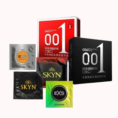 OLO, EXS та Skyn &mdash; тонкість, ефекти й безлатексні моделі (28 шт): OLO Red розігріваючі, 10 шт., OLO Black Feeling Ultrathin класичні 10 шт., EXS Delay - ті що продовжують, 2 шт., NO7658 фото