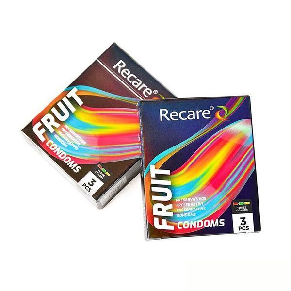 Презервативи Holographic Recare Fruit Flavour Condoms 3 шт, аромати: м'ята, банан, полуниця SX3333 фото