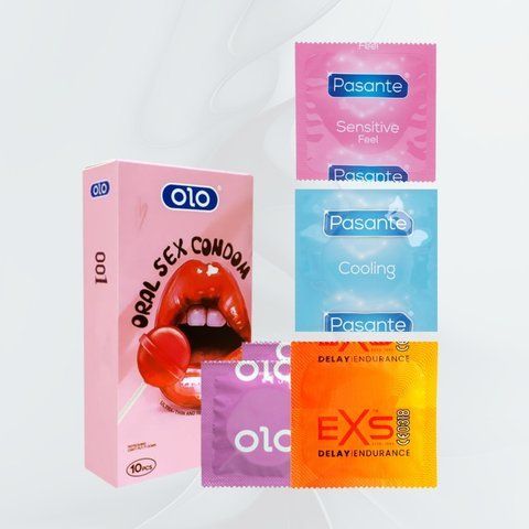 OLO + Pasante + EXS &ndash; 22 шт (Strawberry, Ultrathin, Cooling, Вармінг, Delay, Glow) NO7190 фото