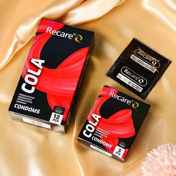 Презервативи Holographic Recare Cola Dotted&Ribbed Condoms 12шт, з пухирцями і ребрами, аромат: Кола SX3335 фото