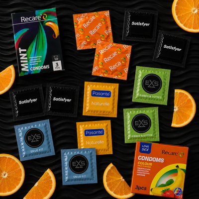 Набір 29 шт Maximum Discovery (EXS Delay &mdash; 1 шт; EXS Ribbed &mdash; 1 шт; EXS Pure EKO &mdash; 1 шт; Pasante Naturelle &mdash; анатомічні &mdash; 2 шт; Pasante Cooling &mdash; охолоджуючий ефект &mdash; 2 шт; Pasante Sensitive Feel &mdash; 1 шт; Satisfyer Premium Condoms 49 мм S &mdash; 1 шт; Satisfyer NO8026 фото