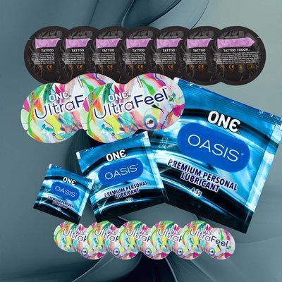 В наборі ONE Tattoo Touch Purple &ndash; 7 шт., ONE Ultra Feel &ndash; 7 шт, ONE Oasis 3 г &ndash; 3 шт NO6576 фото