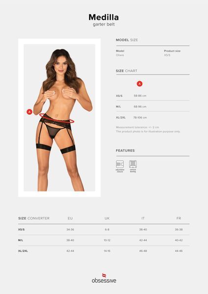 Пояс для панчіх Obsessive Medilla garter belt XS/S SO9055 фото