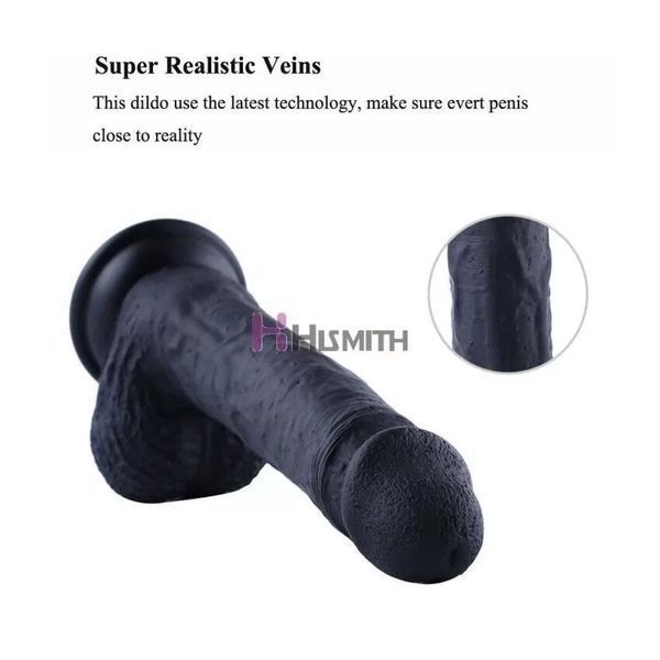 Силіконовий дилдо Hismith 8.3" Silicone Dildo Black SO9971 фото