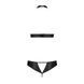 Комплект із екошкіри Passion MALWIA SET with Open Bra 4XL/5XL black, топ та трусики з люверсами SO7100 фото 4