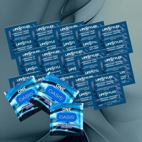 Комплект з LifeStyles Ultra Lubricated &ndash; 15 шт., ONE Oasis 3 г &ndash; 3 шт NO6844 фото