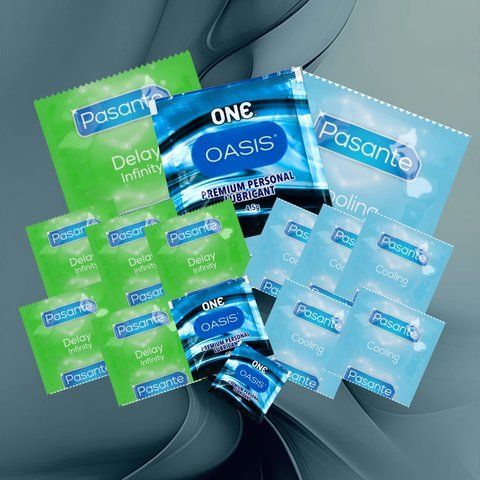 В наборі Pasante Delay Infinity &ndash; 6 шт., Pasante Cooling &ndash; 6 шт, ONE Oasis 3 г &ndash; 3 шт NO6605 фото