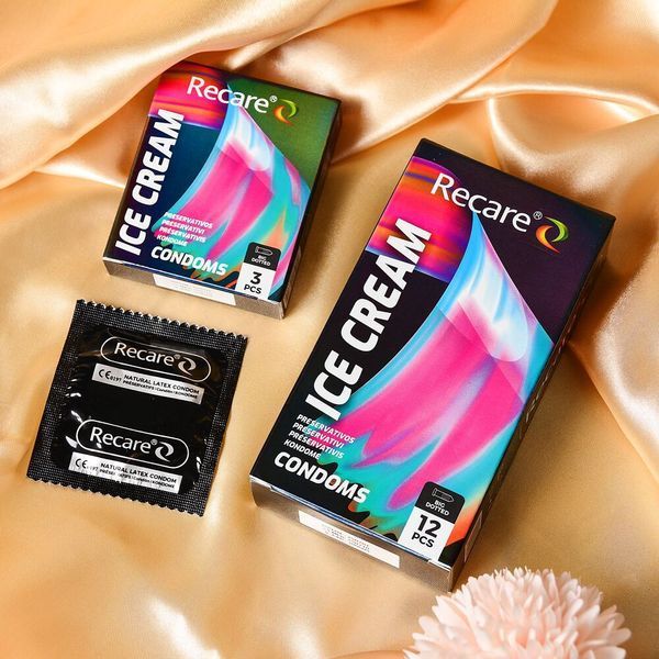 Презервативи Holographic Recare Ice Cream Big Dotted Condoms 12 шт, з пухирцями, аромат: морозиво SX3338 фото
