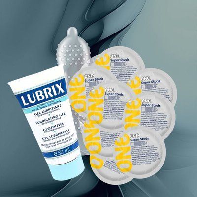 Набір "ONE Super Studs & Lubrix" (ONE Super Studs 9 шт, Lubrix (50 мл) NO6120 фото