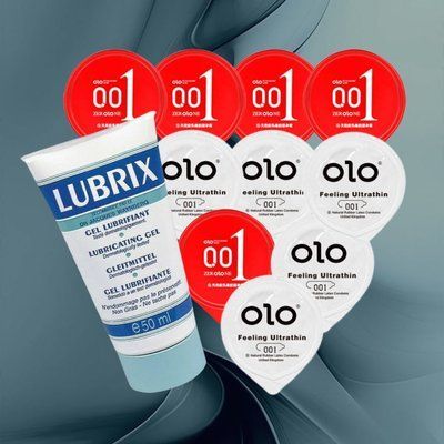 Гладкість і зволоження: OLO Feeling Ultrathin + OLO Розігріваючі + Lubrix 50 мл, 11 шт NO6168 фото