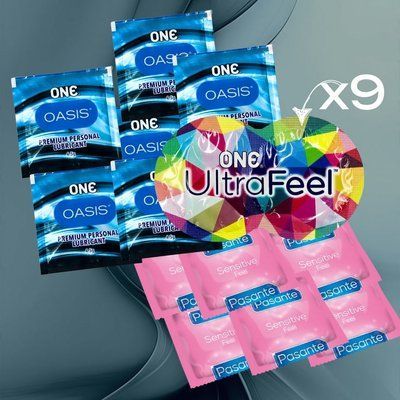 Комплект з ONE Oasis 3 г &mdash; 6 шт., ONE Ultra Feel 9 шт., Pasante Sensitive Feel 6 шт. NO6898 фото