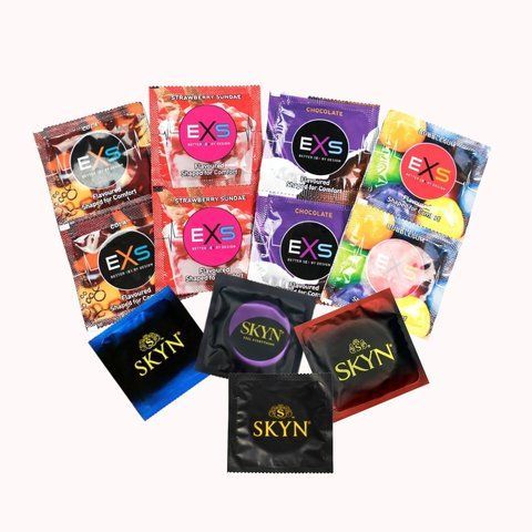 Комплект EXS + Skyn &ndash; 40 шт: EXS Bubblegum Flavoured ароматизовані ; 5 шт., EXS Chocolate Flavoured ароматизовані 5 шт., EXS Cola Flavoured ароматизоваі; 5 шт., EXS Strawberry Flavoured ароматизовані 5 шт. NO7433 фото