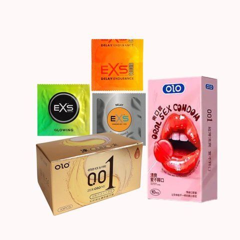 Набір OLO з гіауроновою змазкою + EXS латексні &ndash; 26 шт (Strawberry, Gold Лід і Полум&rsquo;я, Delay, Warming розігріваючі, Glowing) NO7289 фото