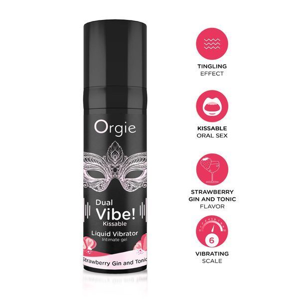 Рідкий вібратор Orgie - Dual Vibe! Strawberry Gin & Tonic Kissable Liquid Vibrator (15 мл) SX1489 фото