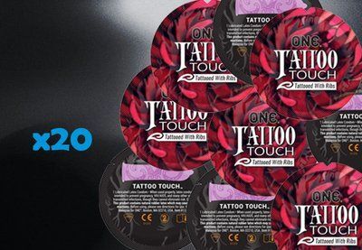 ONE Tattoo Touch Purple - з ребристою поверхнею у вигляді тату, 20 шт. NO0131 фото