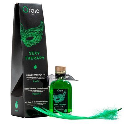 Набір для масажу Orgie &ndash; Sexy Therapy Apple (100 мл), їстівна розігрівальна олія + пір&rsquo;їнка SX1508 фото