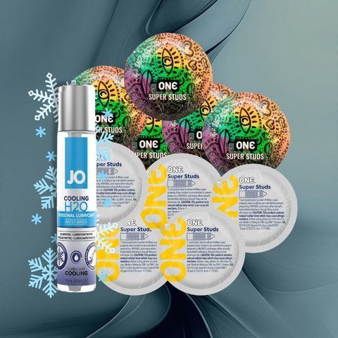 Набір "ONE Super Studs & System JO H2O COOLING" (ONE Super Studs 9 шт, System JO H2O COOLING (30 мл)) 10 шт NO6127 фото