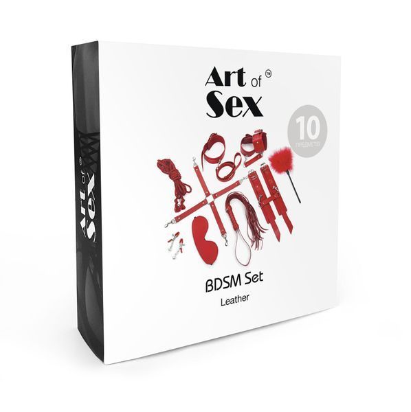 Набір BDSM Art of Sex &ndash; Set Leather, 10 предметів, чорний, натуральна шкіра SO7138 фото