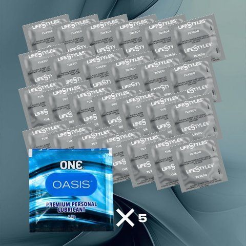 Комплект LifeStyles Tuxedo Black &ndash; 25 шт., ONE Oasis 3 г &ndash; 5 шт, 25 шт + 5 шт NO6519 фото