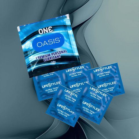 Комплект LifeStyles Ultra Thin &ndash; 5 шт., ONE Oasis 3 г &ndash; 1 шт, 5 шт + 1 шт NO6520 фото