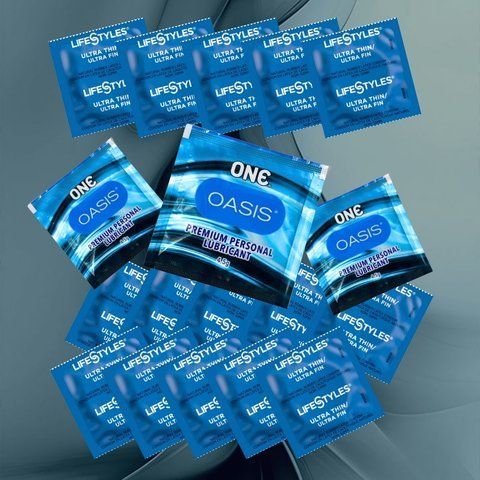 Комплект LifeStyles Ultra Thin &ndash; 15 шт., ONE Oasis 3 г &ndash; 3 шт, 15 шт + 3 шт NO6522 фото