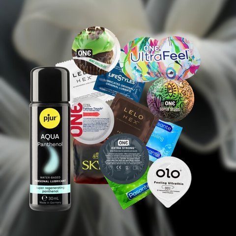 Набір "Ідеальна гармонія" (ONE, SKYN, OLO, Pasante, LELO HEX, LifeStyles, pjur Aqua Panthenol (30 мл)) 13 шт NO6272 фото