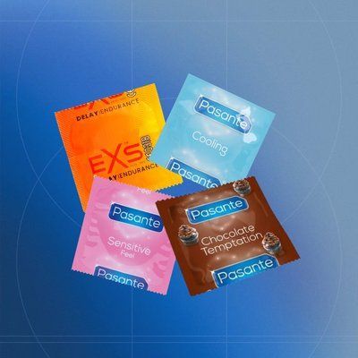Pasante Party 41: EXS Delay - 17 шт, Pasante Cooling - 6 шт, Pasante Taste Chocolate - 8 шт, Pasante Ultra Sensitive Touch - 10 шт NO7158 фото