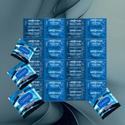 Комплект з LifeStyles Ultra Lubricated &ndash; 8 шт., ONE Oasis 3 г &ndash; 4 шт., LifeStyles Ultra Thin &ndash; 8 шт. NO6860 фото