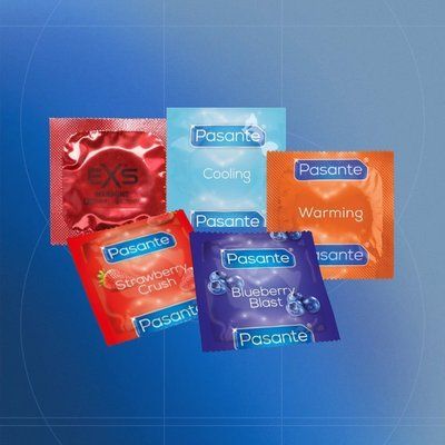 Ultra Premium Big 57: EXS Warming - 4 шт, Pasante Cooling - 14 шт, Pasante Taste Blueberry - 17 шт, Pasante Taste Strawberry - 18 шт, Pasante Warming - 4 шт NO7159 фото