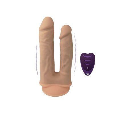 Подвійний фалоімітатор з вібрацією SilexD Double Gusto Vibro Flesh (Model 1 size 8" & 7") + LRS, діа SO8209 фото