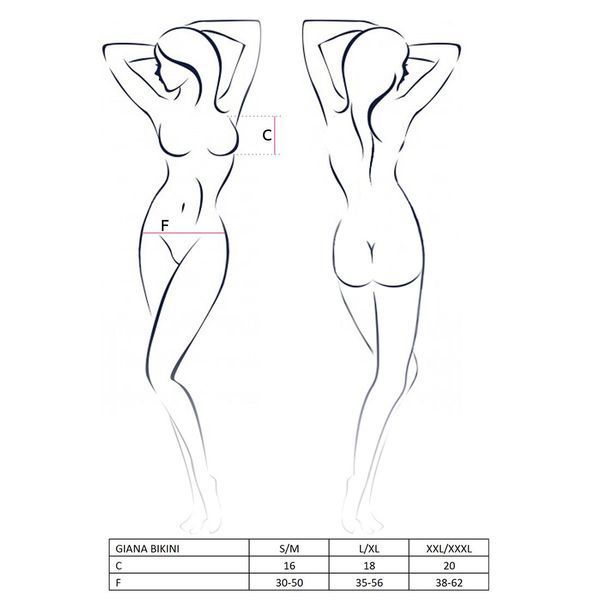 Комплект білизни Passion GIANA BIKINI XXL/XXXL, black, напівпрозорі ліф і трусики з бантиками EL15103 фото