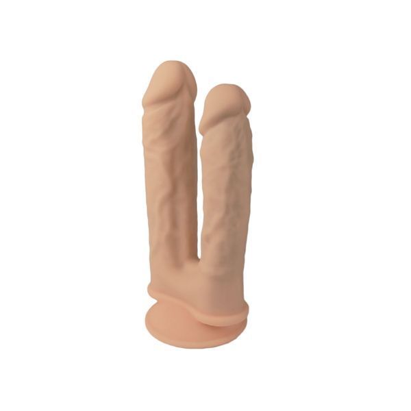 Подвійний фалоімітатор з вібрацією SilexD Double Gusto Vibro Flesh (Model 1 size 8" & 7") + LRS, діа SO8209 фото