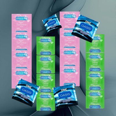 Комплект Pasante Sensitive Feel &ndash; 8 шт., Pasante Delay Infinity &ndash; 8 шт., ONE Oasis 3 г &ndash; 4 шт. NO6613 фото